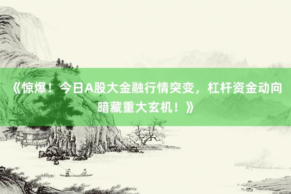 《惊爆！今日A股大金融行情突变，杠杆资金动向暗藏重大玄机！》