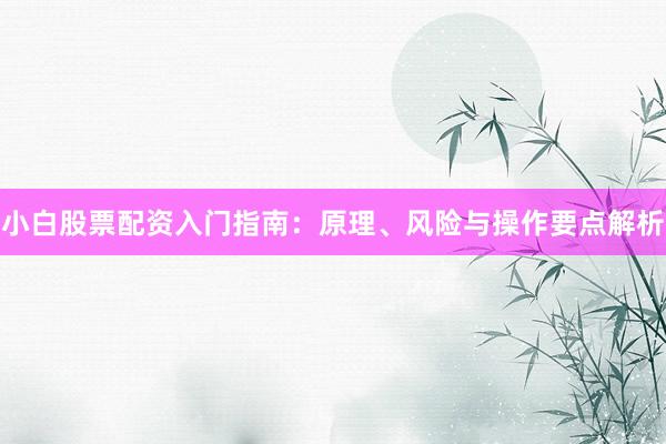 小白股票配资入门指南：原理、风险与操作要点解析