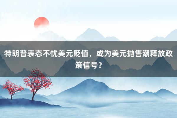 特朗普表态不忧美元贬值，或为美元抛售潮释放政策信号？