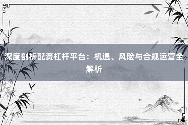 深度剖析配资杠杆平台：机遇、风险与合规运营全解析