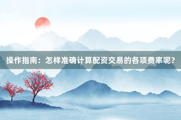操作指南：怎样准确计算配资交易的各项费率呢？